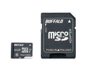 【BUFFALO】microSDHCカード UHS-I Class1対応 アダプター付 16GB|RMSD-016GU1SA JAN:4981254030622