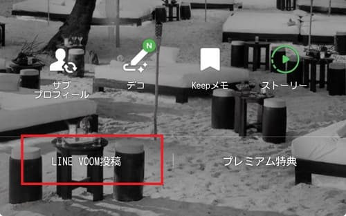 プロフィール画面を開いたら、画面下部の「LINE VOOM投稿」をタップします。